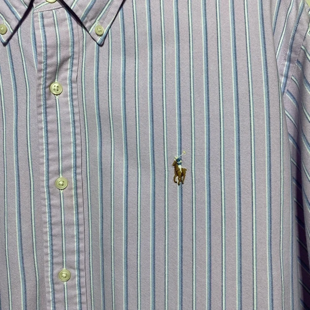 Ralph Lauren Classic Fit Mens Shirt Sz XL Pony LS Button Down Purple Blue Stripe - Picture 2 of 8